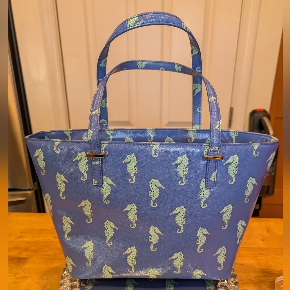 Kate Spade New York Cedar Street Seahorses Mini Harmony Tote Bag EUC